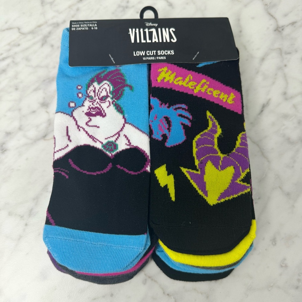 Disney Villian 10pk Low Cut Socks - New